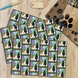 Fenster "Schwarze Katze aussehen" Seidenpapier