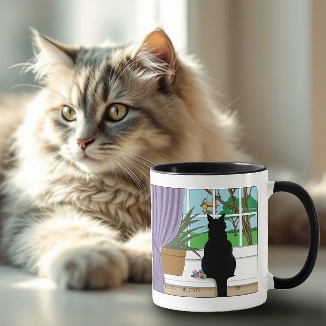 Fenster "Schwarze Katze aussehen" Tasse (Von Creator hochgeladen)