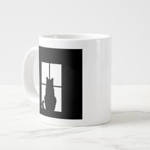 Fenster-schwarze Katzen-Klicken, zum eines Jumbo-Tasse