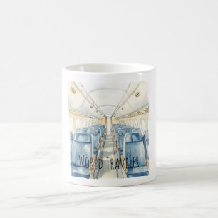 Fenster-Sitzplätze im Flugzeug für Weltreisen Kaffeetasse