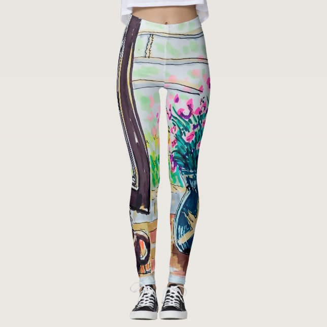 Fenster Tee und Blumen Leggings (Vorderseite)