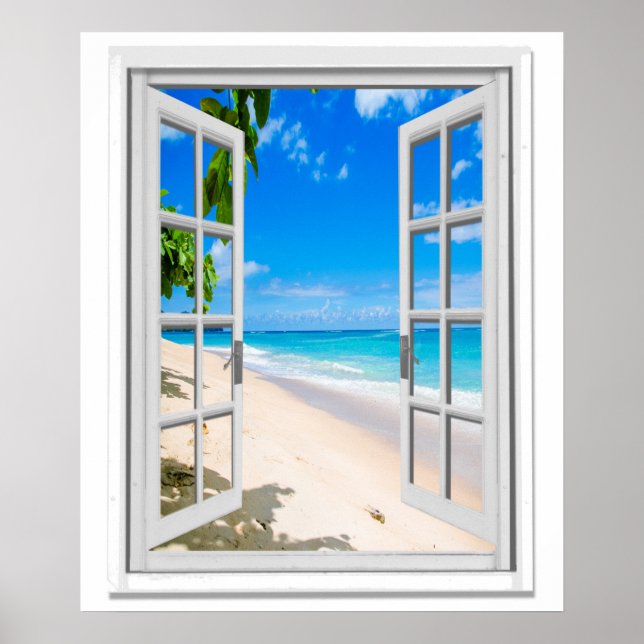 Fenster "Tropical Beach Ocean View Imitate" Poster (Vorne)