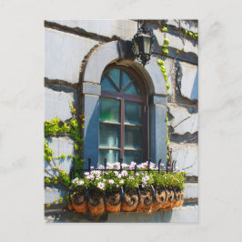 FENSTER TÜREN BLUMEN GEBÄUDE POSTCROSSING POSTKARTE