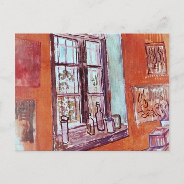 Fenster von Vincent van Gogh's Studio am Asyl Postkarte (Vorderseite)