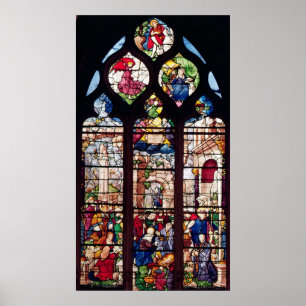 Fenster, welches die Geburt Christi darstellt Poster