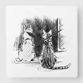 Fenster zum Aussehen von Hunden und Katzen, Beilei Quadratische Wanduhr