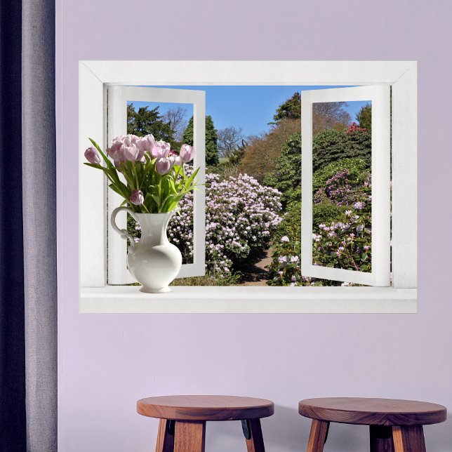 Fenster zum Garten öffnen mit rosa Tulips Poster (Von Creator hochgeladen)