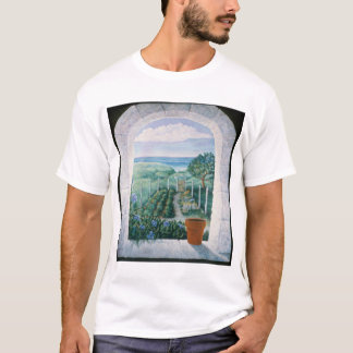 Fenster zum T-Shirt der Garten-Frau