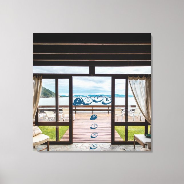 Fensteransicht Positiver Phrase gesteppte Canvas P Leinwanddruck (Vorderseite)