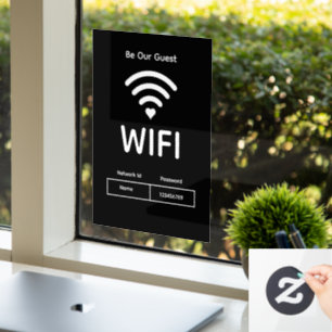 Fensteraufkleber für das WLAN-Passwort unserer Gäs