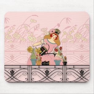 FENSTERGARTEN, ART DÉCO-DAME: ROSIGES PFIRSICH MOUSEPAD