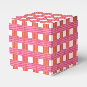 Fenstergitter-Gingham in Rosa und Orange Geschenkschachtel