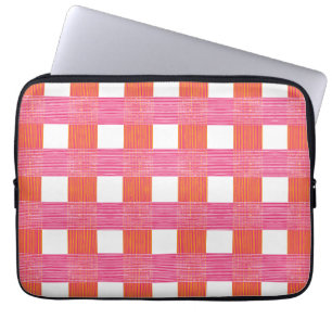 Fenstergitter-Gingham in Rosa und Orange Laptopschutzhülle