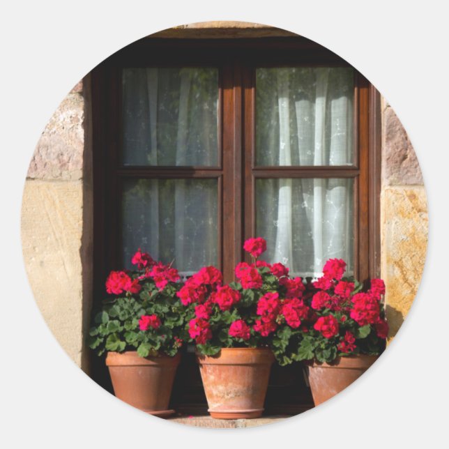 Fensterheber Blume im Dorf Runder Aufkleber (Vorderseite)