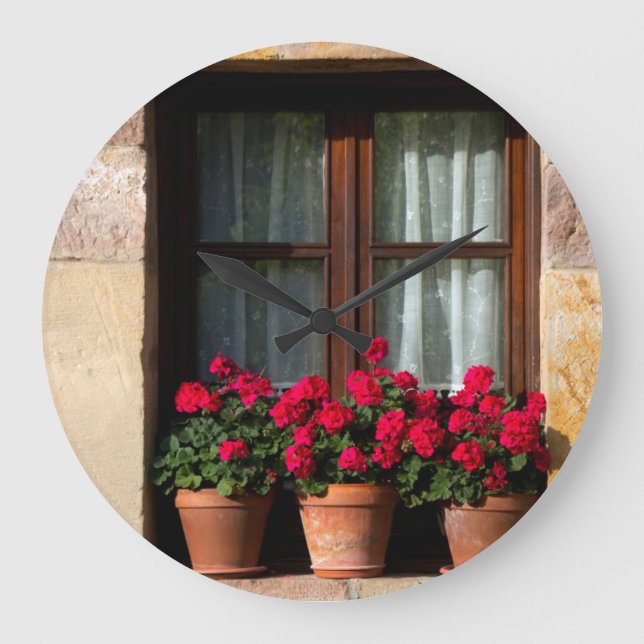 Fensterheber in Blume Große Wanduhr (Vorderseite)