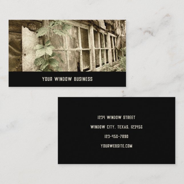 Fensterinstallation Alt Vintag rustikal Visitenkarte (Vorne/Hinten)