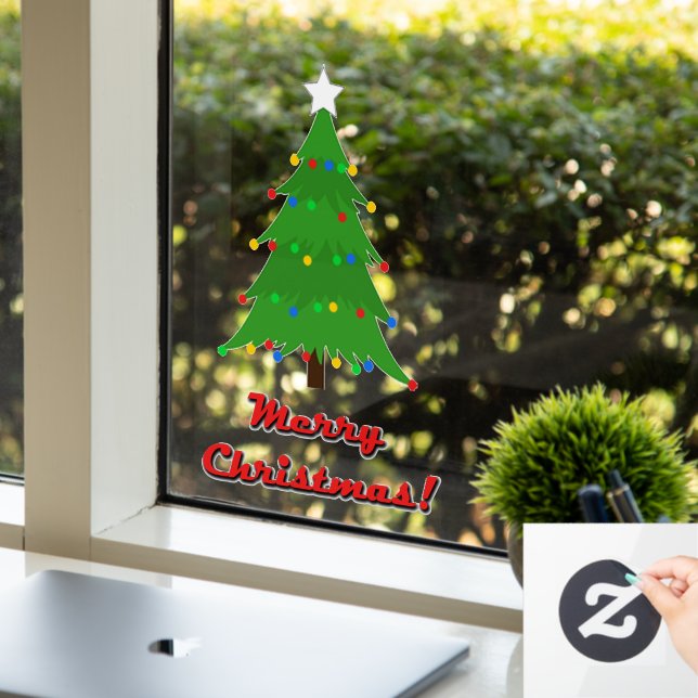 Fensterklammer, Weihnachtsbaumgröße:12x18.5" Fensteraufkleber (Büro)