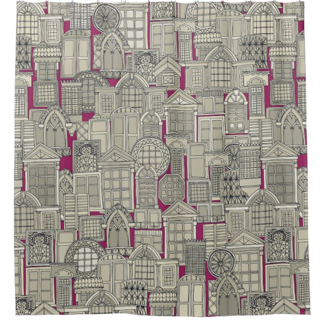 Fensterpink Duschvorhang (Vorderseite)