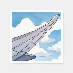 Fensterplatz Flugzeug Flügel Himmel Aquarell Rei Serviette