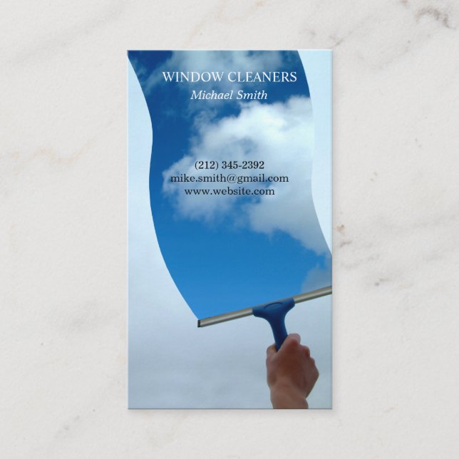 Fensterreiniger | Wolken | Reinigungsservice Visitenkarte (Vorderseite)