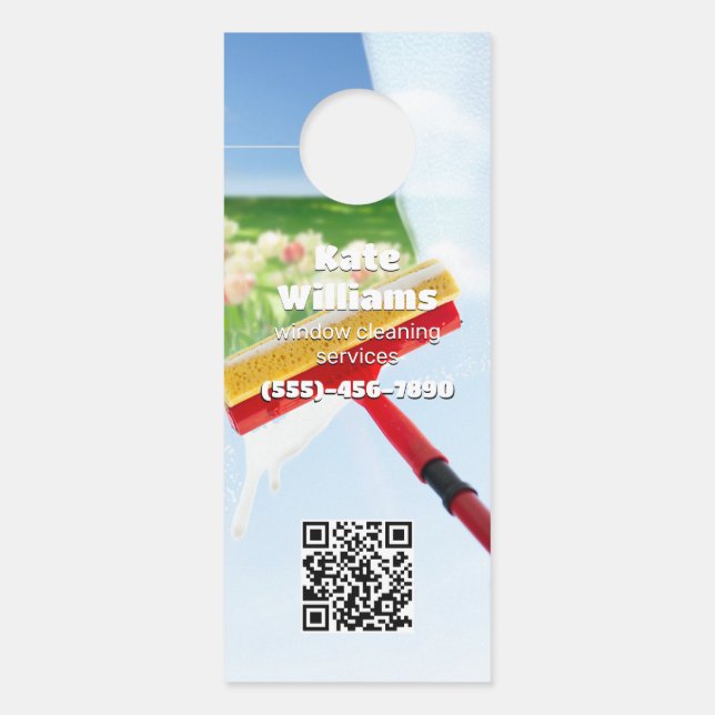 Fensterreinigung durch benutzerdefinierte QR Türanhänger (Vorderseite)