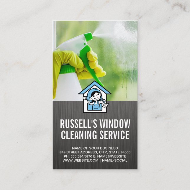 Fensterreinigung | ReinigSpray | Maid-Logo Visitenkarte (Vorderseite)