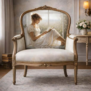Fenstersitz Lesende Frau Decoupage Seidenpapier