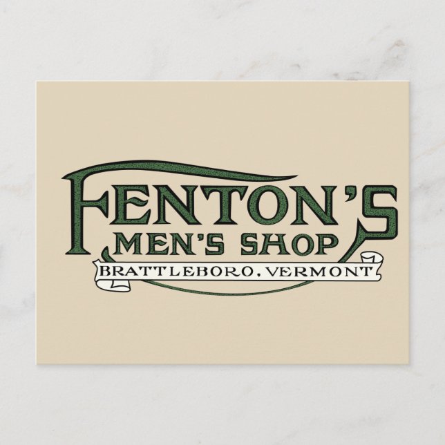 Fenton's Men Shop Brattleboro Postkarte (Vorderseite)