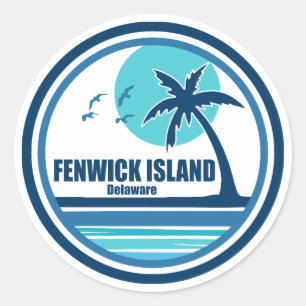 Fenwick Island Delaware Palme Vögel Runder Aufkleber