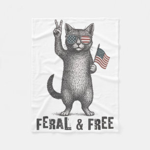 Feral & amp; Gratis Cat Funny 4. Juli Fleecedecke