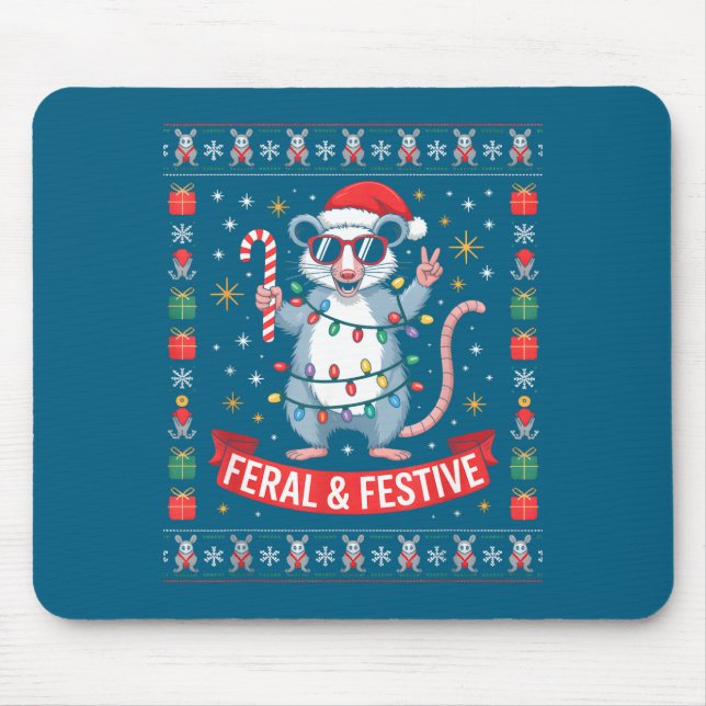 Feral And Festive Ossum Christmas Sweater  Mousepad (Vorne)