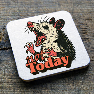 Feral Angry Possum noch nicht Typografie Rechteckiger Pappuntersetzer