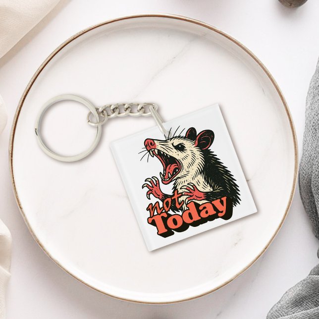 Feral Angry Possum noch nicht Typografie Schlüsselanhänger (Make a fierce statement with this feral possum design
)