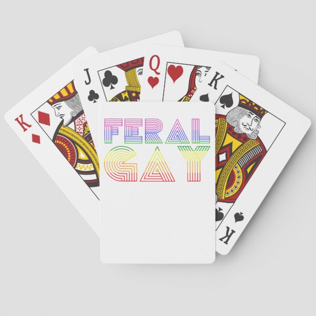 Feral Gay LGBT Gay Bi Pan Trans Pride Meme Rainbow Spielkarten (Rückseite)