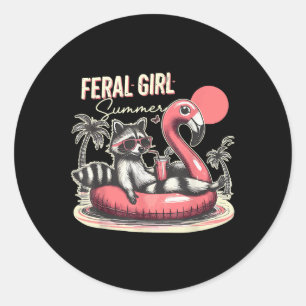 Feral Girl Sommer Funny Meme Ferrovia Sommer Runder Aufkleber