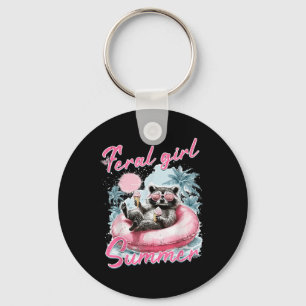 Feral Girl Sommer Funny Meme Ferrovia Sommer Schlüsselanhänger