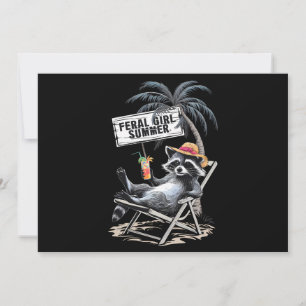 Feral Girl Summer Beach Funny Raccoon Einladung
