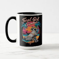 Feral Girl Summer Beach Funny Raccoon