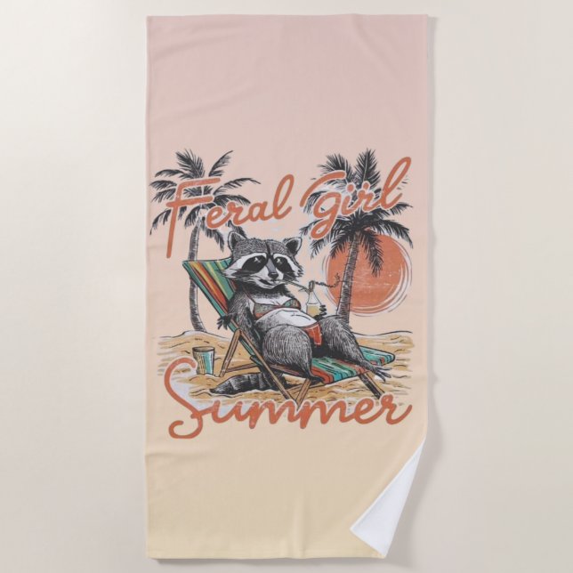 Feral Girl Summer Beach Towel  Strandtuch (Vorderseite)