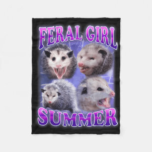 Feral Girl Summer Opossum Funny Meme Fleecedecke