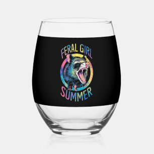 Feral Girl Summer Opossum Gefärbte Krawatte Raccoo Weinglas Ohne Stiel