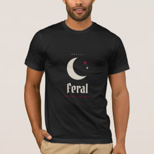 Feral Moon Lauf mit den Hunden Premium Schwarzes T T-Shirt