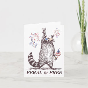 Feral Racoon 4. Juli Funny Patriotic Raccoon F Karte