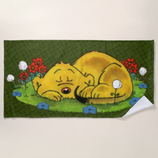 Ferald schläft bei Sonnenblumen Strandtuch