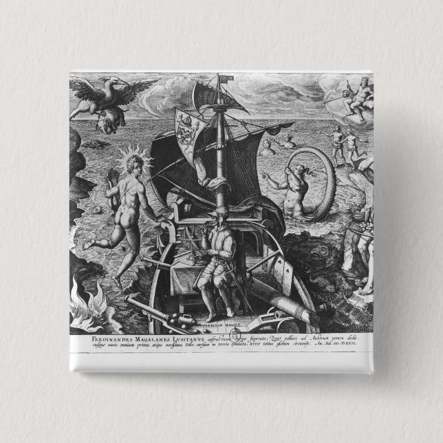 Ferdinand Magellan an Bord sein caravel, 1522 Button (Vorderseite)