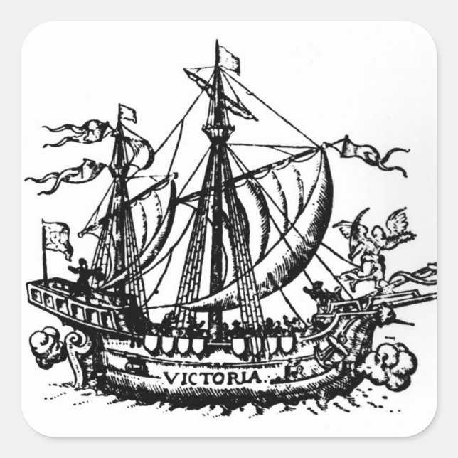 Ferdinand Magellans Schiff "Victoria" Quadratischer Aufkleber (Vorderseite)