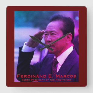 Ferdinand Marcos, zehnter Präsident der Philippine Quadratische Wanduhr