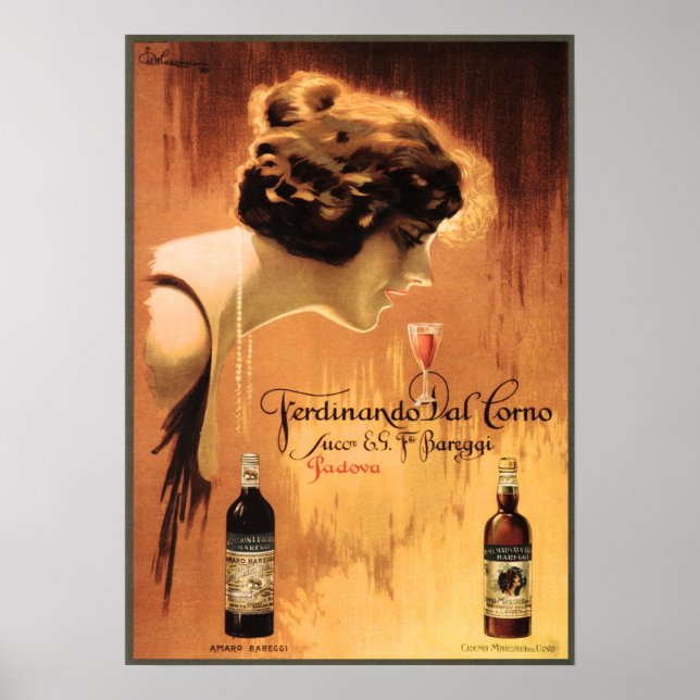 FERDINANDO DAL CORNO Padova Alte italienische Wein Poster (Vorne)