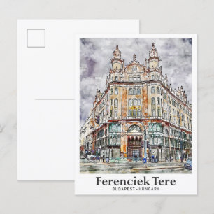 Ferenciek Tere Budapest Ungarn Reise Wasserfarbe Postkarte