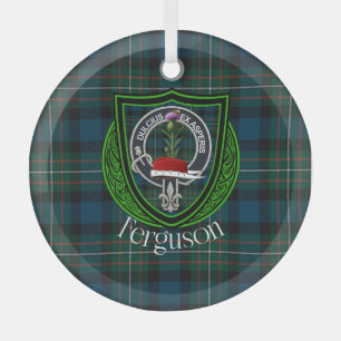 Ferguson schottischer Clan-Tartan und Wappen Ornament Aus Glas